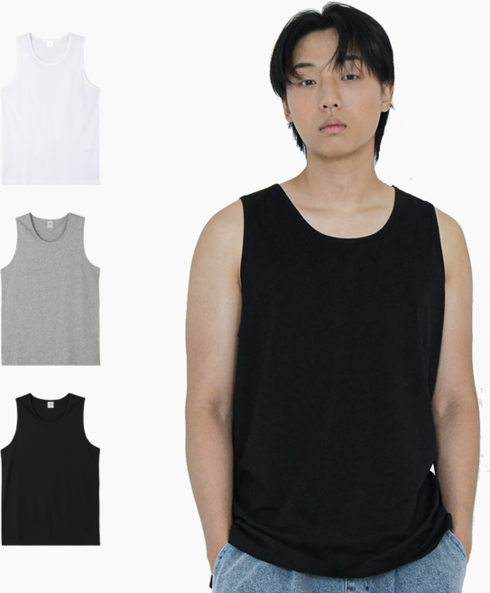 A.O.B(AOB) 남성 스탠다드 레이어드 슬리브리스 이너 민소매 나시티 기본 면티