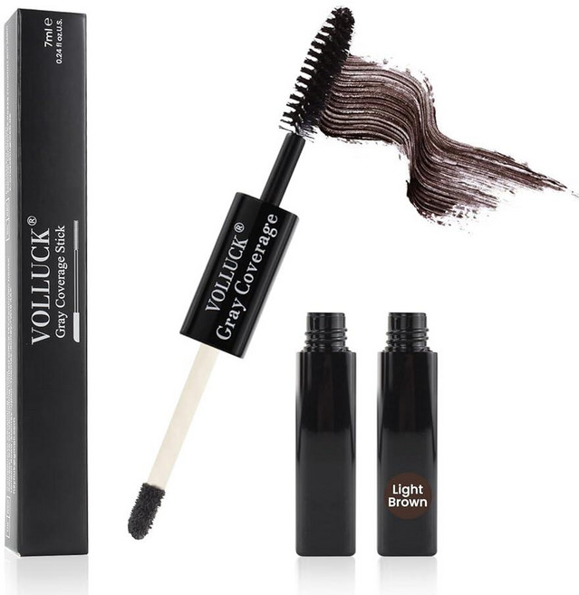 Root 터치업 스틱 인스턴트 그레이 헤어 커버 컨실러 투인원 컬러 피니싱 눈썹 및 수염용 마스카라 브러시 라이트 브라운 1팩 136510, Light Brown, 0.24 Ounce (Pack of 1)