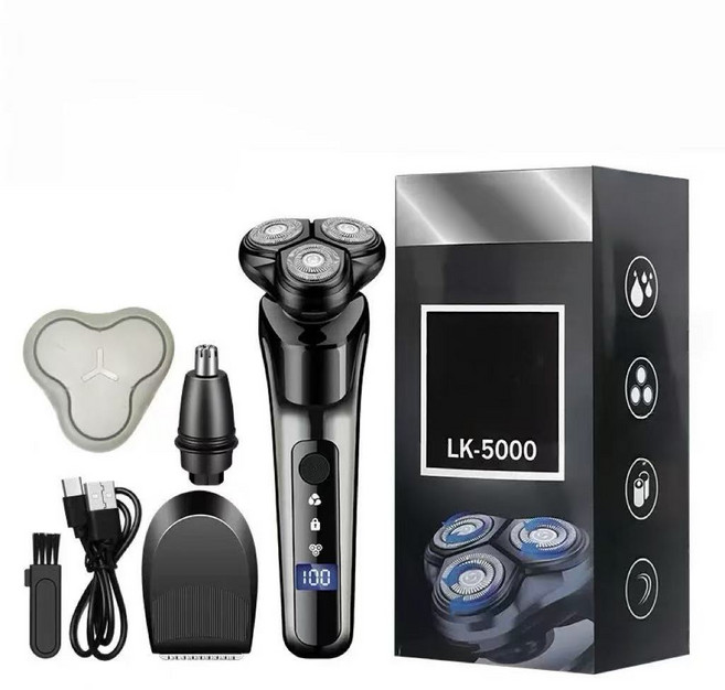 [캬오유] 남성 전기 면도기 생활방수 전동 충전식 3in1 휴대용, 블랙, LK-5000