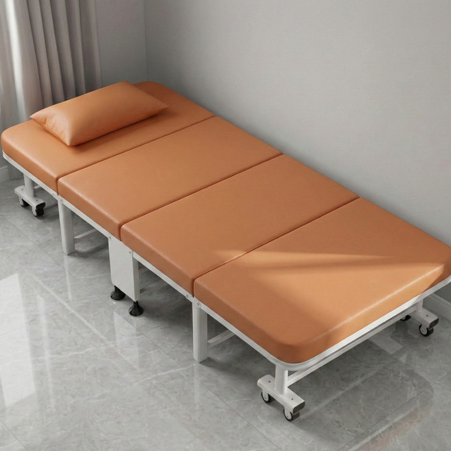 미스티 이동식 1인용 접이식 간이 침대 MTD31, PU가죽_오렌지