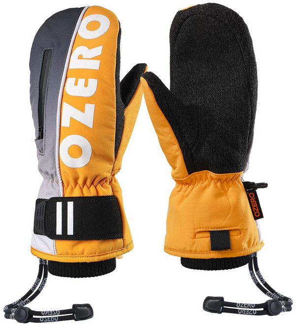 오제로 케블라 겨울 방한 방수 스키 장갑, 오렌지, 1개
