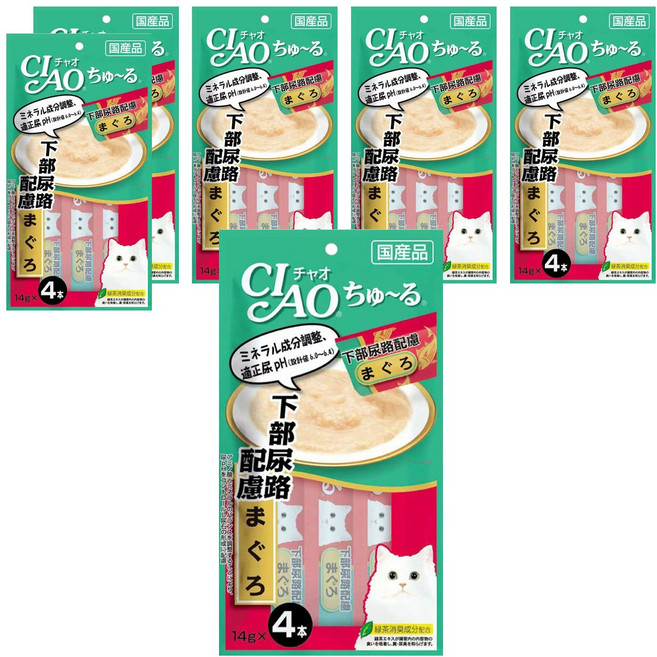 INABA CIAO 啾嚕 肉泥, 6袋, 56g, 下尿道保健配方 鮪魚