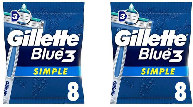 질레트 블루3 심플 3중날 일회용 면도기 여행용, 2세트, 8개입