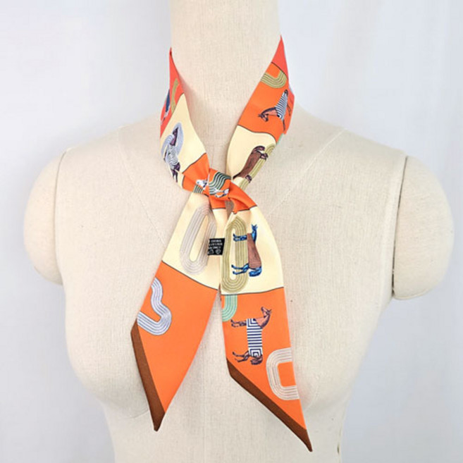 럭셔리 쁘띠 방도 스카프 부드러운 실키 여성 미니 타이 가방 롱스카프 포인트 코디 오피스룩