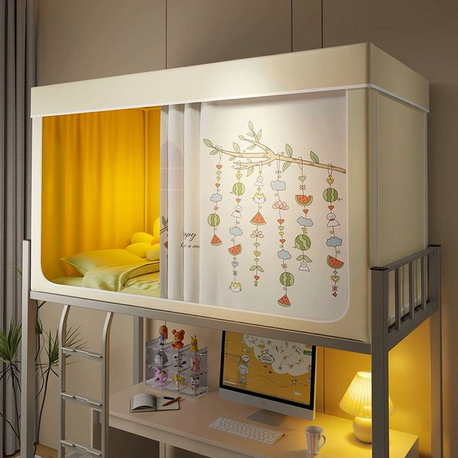 침대 난방텐트 암막 기숙사 커튼 이층 사각프레임 사계절 프라이버시 우풍