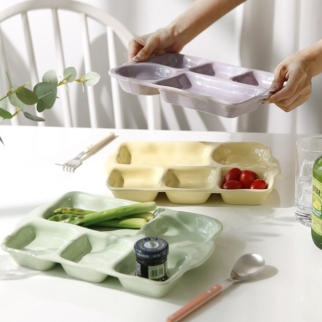 세라믹 도자기 파스텔 컬러식판 3종 다이어트식판 미니식판, 퍼플, 2개