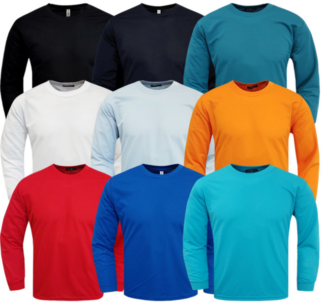 기능성 쿨론 해리 라운드 긴팔 티셔츠 드라이 통기성 무지 시원한 일방복 운동복 이너