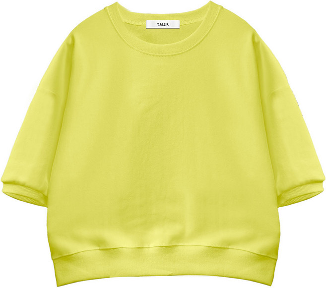 몰토벨리노 TSF 무지 세미오버핏 크롭 반팔 맨투맨