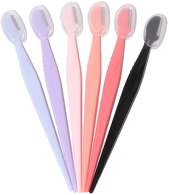 투데이리빙 6p 세트 스텐날 미니 눈썹칼 여성 미용 아이브로우 숱정리 미용칼 칼날 보호 안전캡 정리칼, 혼합색상, 6개