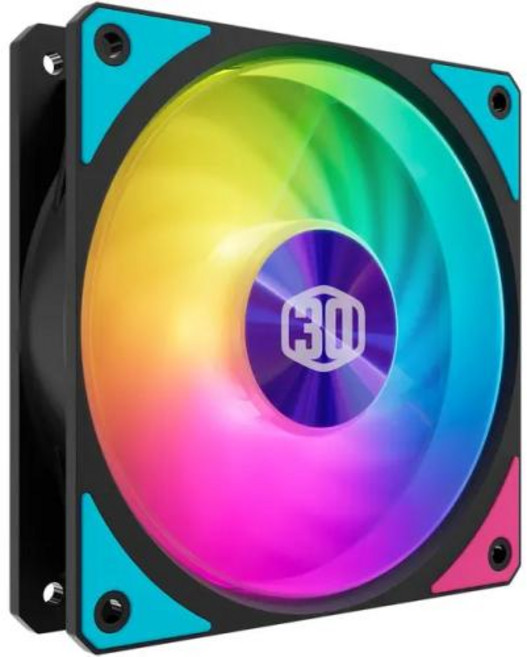 노트북쿨러 쿨링패드 쿨러거치대 쿨러 마스터 Mobius 120P ARGB 케이스 팬 LDB 베어링 링 8 램프 비즈 120mm 조용한 CPU 냉각, 1개