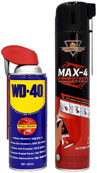 WD-40 방청윤활제 스마트스트로우 450ml + MAX-4 프리미엄 방청윤활제 녹방지 스프레이 550ml, 1세트