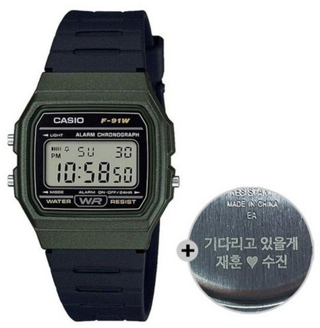 (무료각인) 카시오 군인 시계 군대 전자 F-91WM-3A (50768100)