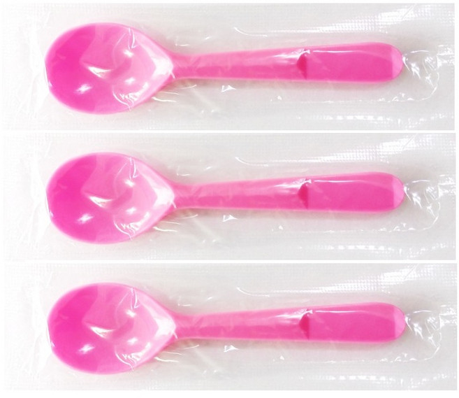 요거트 아이스크림스푼 8.5cm 개별포장, 1000개, 핑크