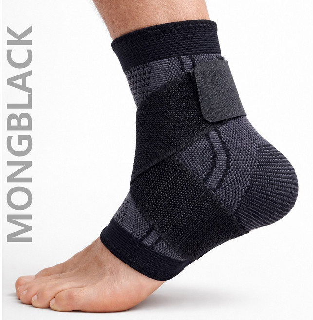 고탄력 밴드 이중압박 테이핑 스포츠 발목 보호대, black, 1개