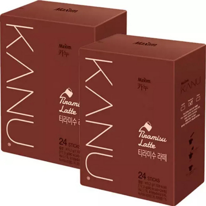 맥심 카누 달콤한 티라미수 라떼 커피 스틱 24T 2개, 17.3g, 24개입