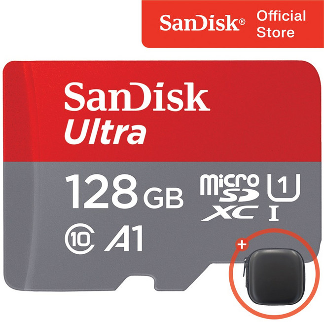 샌디스크 울트라 A1 마이크로 SD 카드 + 보관 케이스 패키지, 128GB, 1개