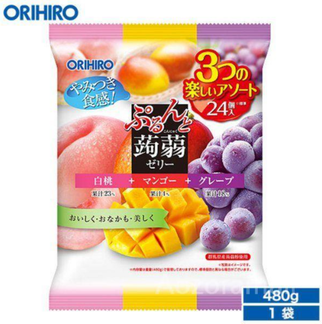 오리히로 곤약젤리 24개입 (복숭아/망고/포도), 1세트, 480g