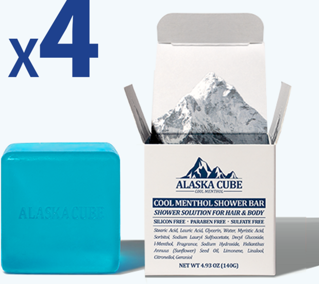 알래스카큐브 쿨링 퍼퓸 목욕 비누, 140g, 4개