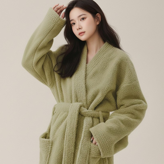 히트로브 겨울로브 수면가운 홈웨어 극세사 잠옷 겨울가운 여성용