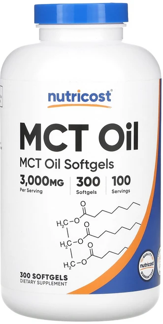 Nutricost MCT 오일 3000mg 소프트젤 300정(소프트젤 1정당 1000mg), NutricostMCT오일3000mg소프트젤300정소프, 1개, 300정 - 쿠팡