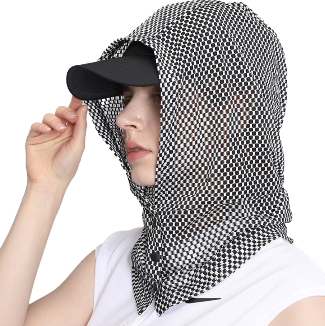 루핏스포츠 UV차단 체크후드망토 햇빛가리개, 블랙(똑딱이형), 1개