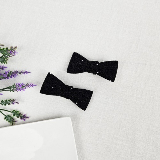 무이토린다 [2개 세트] 미드나잇 글리터 미니 리본 옆머리 집게핀