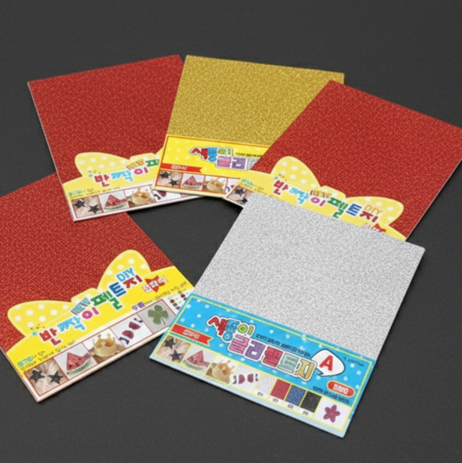 글리터펠트지 글리터색종이 접착식, 1세트, A타입