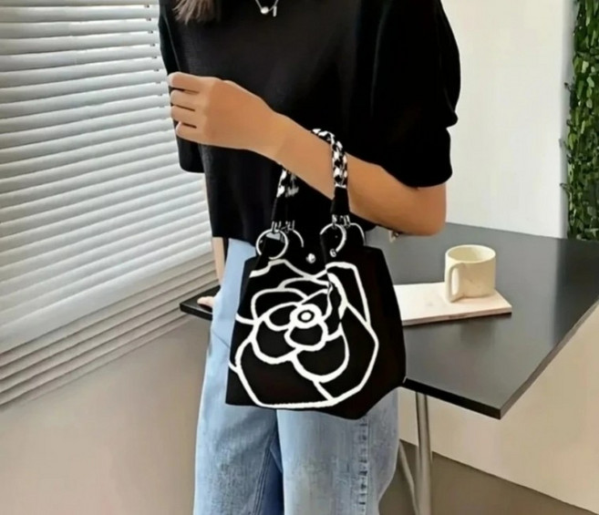 데일리 패션 카멜리아 니트 토트 백 요술 가방