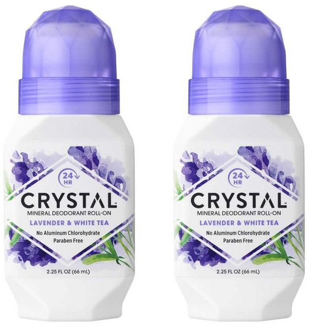 크리스탈 미네랄 데오도란트 롤-온 라벤더 & 화이트 티 향, 66ml, 2개