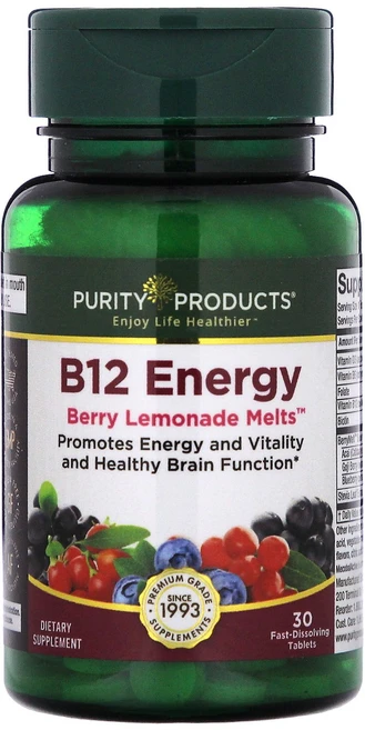 Purity Products B12 에너지 베리 레모네이드 멜트 빠른 용해 30정122803원산지:기타, 1개, 1개 - 쿠팡