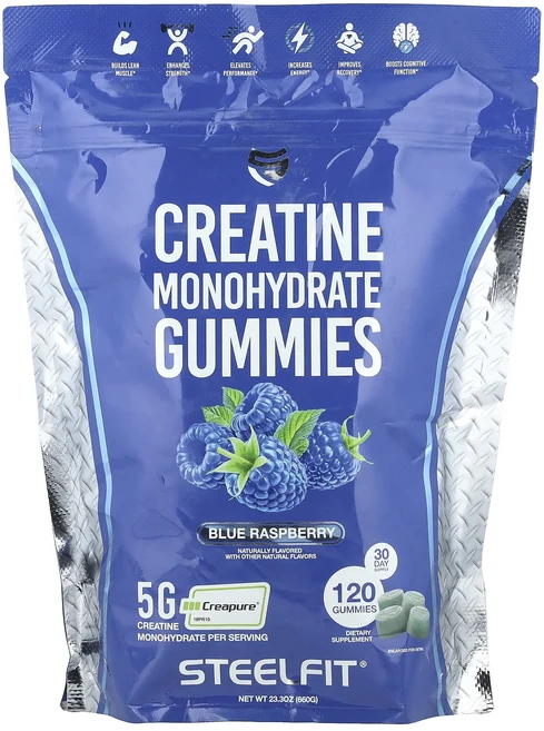 새해 건강을 선물하세요 SteelFit 크레아틴 일수화물 구미젤리 블루 라즈베리 구미젤리 120개 특별관리진행, SteelFit크레아틴일수화물구미젤리블루라즈베리구미젤리 - 쿠팡