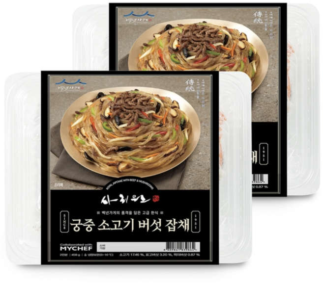 백년가게 사리원 궁중 소고기 버섯잡채 458g 총 916g, 1세트