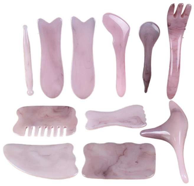 JINGHENG 괄사마사지 괄사 얼굴 마사지기 지압봉 지압스톤 림프마사지 마사지기 얼굴괄사 옥 경락 마사지샵 로즈쿼츠 핑크, 1개