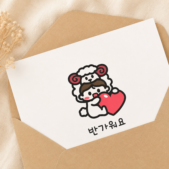 건우네 임밍아웃 카드 양띠 하트 부모님 친구 임신 서프라이즈, 1개, 할아버지(연핑크봉투)