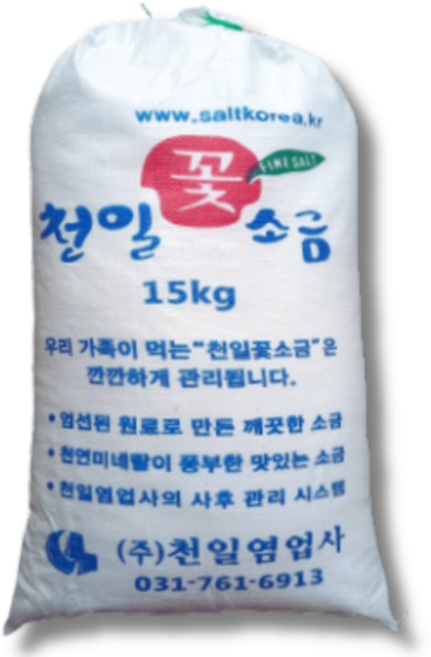 꽃소금 (국내제조) 업소용 대용량 요리용 조리용 재제염, 1개, 15kg