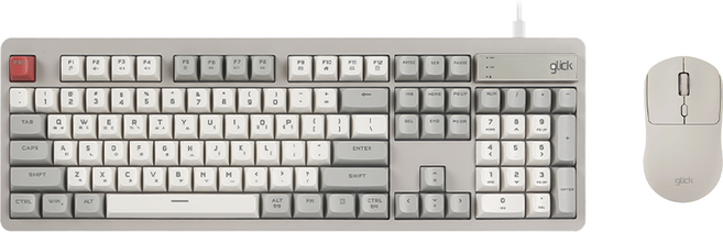 지클릭커 오피스프로 사일런스 M 무소음 방수 키보드 마우스 세트, 인체공학, 레트로, OPS515