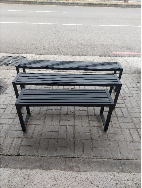 台灣製造口字椅腳長椅長板凳 適用騎樓公園休閒椅、情人椅、等待椅, 1件, 180cm, 黑