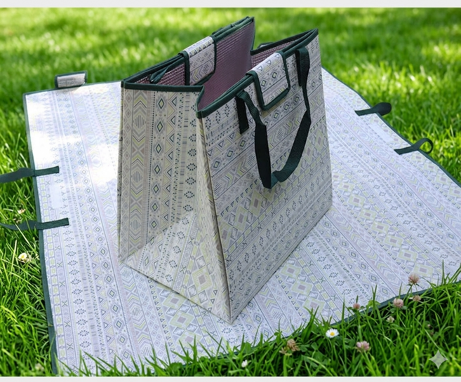 제이영스 2in1 감성 캠핑 피크닉 매트 가방 겸용 방수 돗자리 나들이 차박 소품, 베이지