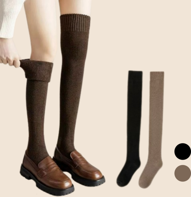 퀸시아 여성 오버니삭스 고급 기모 4p 2켤레