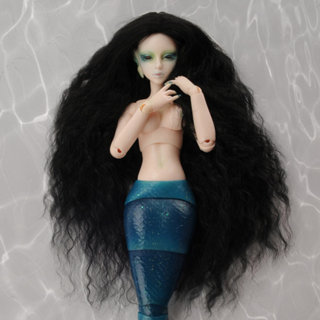 돌모아 구체관절인형 가발 MSD 42cm 롱 가르마 풍성 웨이브 블랙 (7-8) Stardust Middle Mermaid Wig (Black), 1개