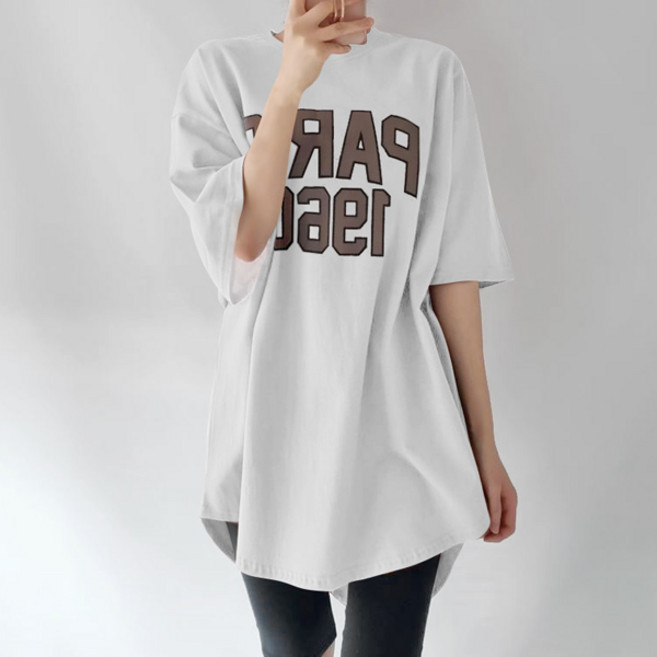 마이쏭 여성 빅사이즈 루즈핏 여름 반팔티 오버핏 여리여리 밑단둥근파리롱티