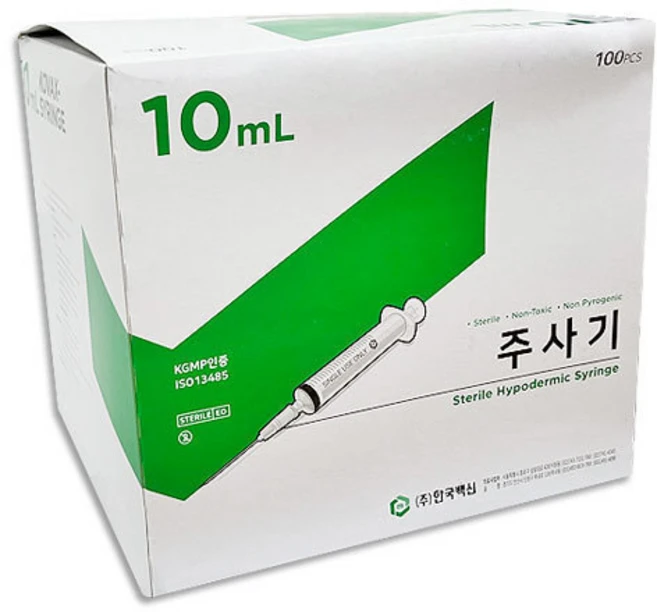 한국백신 일회용 주사기 10ml 21G 1-1/4인치 100개입, 1개 - 쿠팡