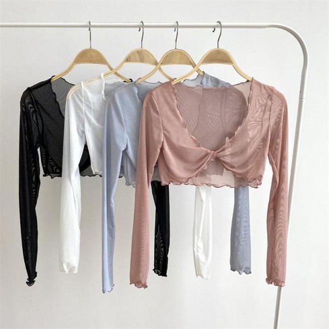 라엔 여성 상의 발레워머 레이스 가디건 메쉬 시스루 카디건