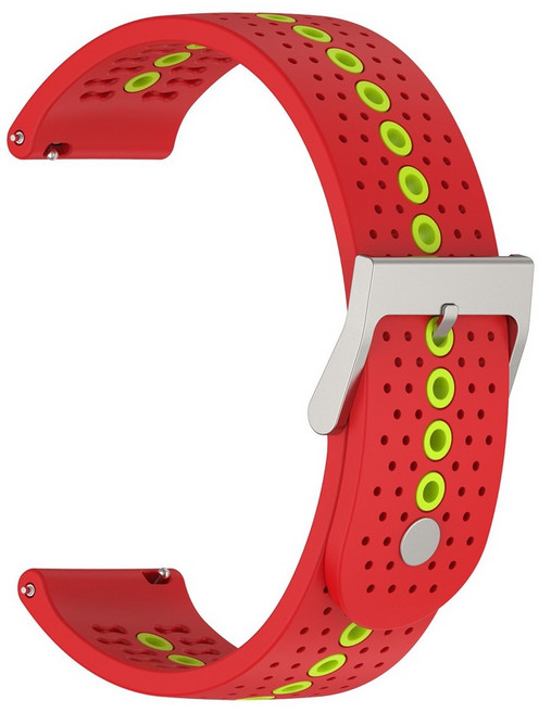 Garmin Venu 2 Plus 20mm 運動矽膠錶帶 雙色透氣錶扣式腕帶, 紅綠, 1個
