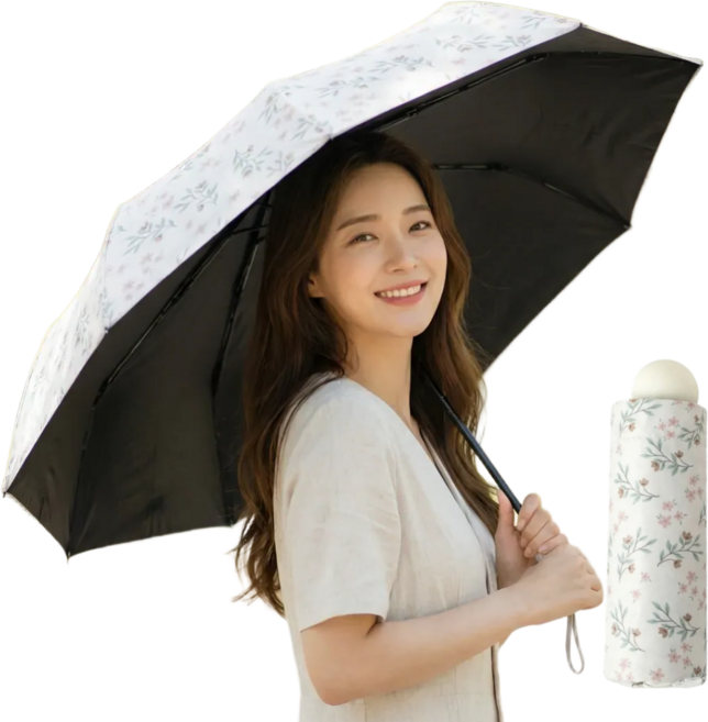 프라미슈 자외선차단 꽃무늬 초경량 접이식 양산