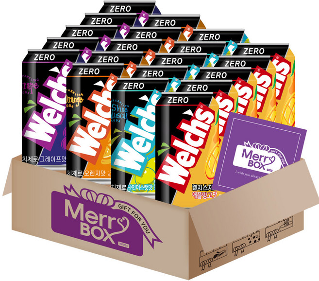 [메리박스] 웰치스제로 4호 20개{샤인머스캣+애플망고+포도+오렌지}+메세지카드, 1세트, 355ml