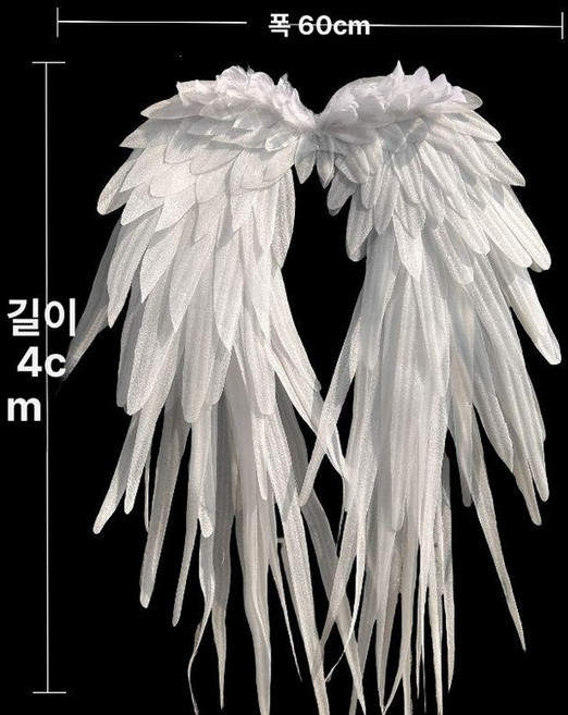 대형 천사 날개 공연 촬영 깃털 무대 할로윈 장식 화이트 연극 요정 인플루언서, 1개, 화이트 대형