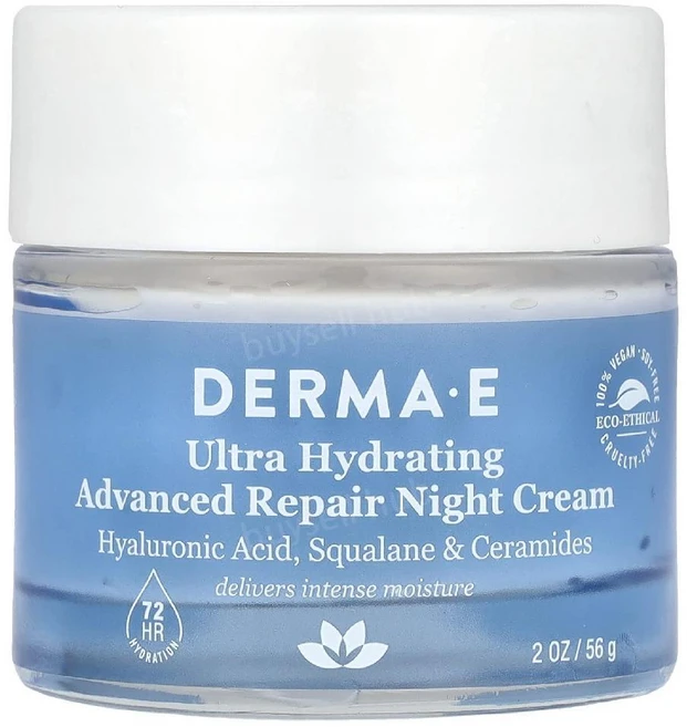 DERMA E 울트라 하이드레이팅 어드밴스드 리페어 나이트 크림 56g(2oz) E (더마E), DERMA E, 울트라 하이드레이팅 어드밴스드 리페어, 1개, 56g - 쿠팡