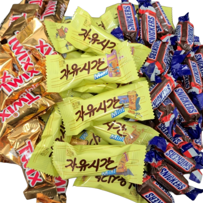 초코바 3종 미니 자유시간+트윅스 미니스+스니커즈 미니어처 총60개입 간식용 초콜릿 개별포장
