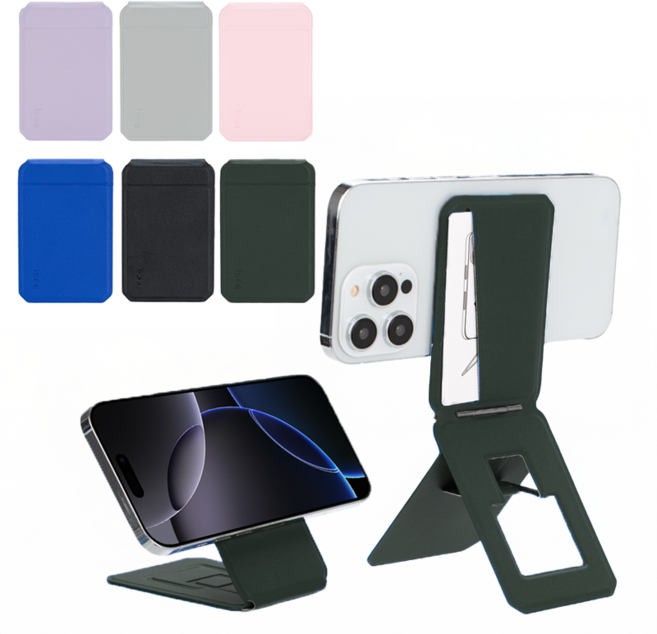 아이시(isee) 맥세이프 각도조절 라이브방송 스탠드 삼각대 멀티 셀카봉 카드지갑 (카드1장), 그린, 1개